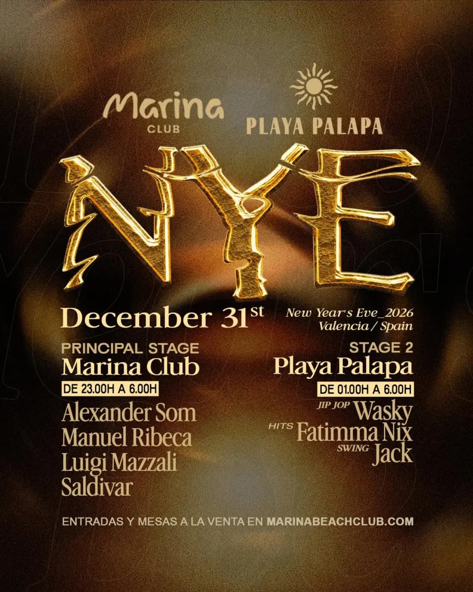 Cartel de NYE · Marina Club y Playa Palapa