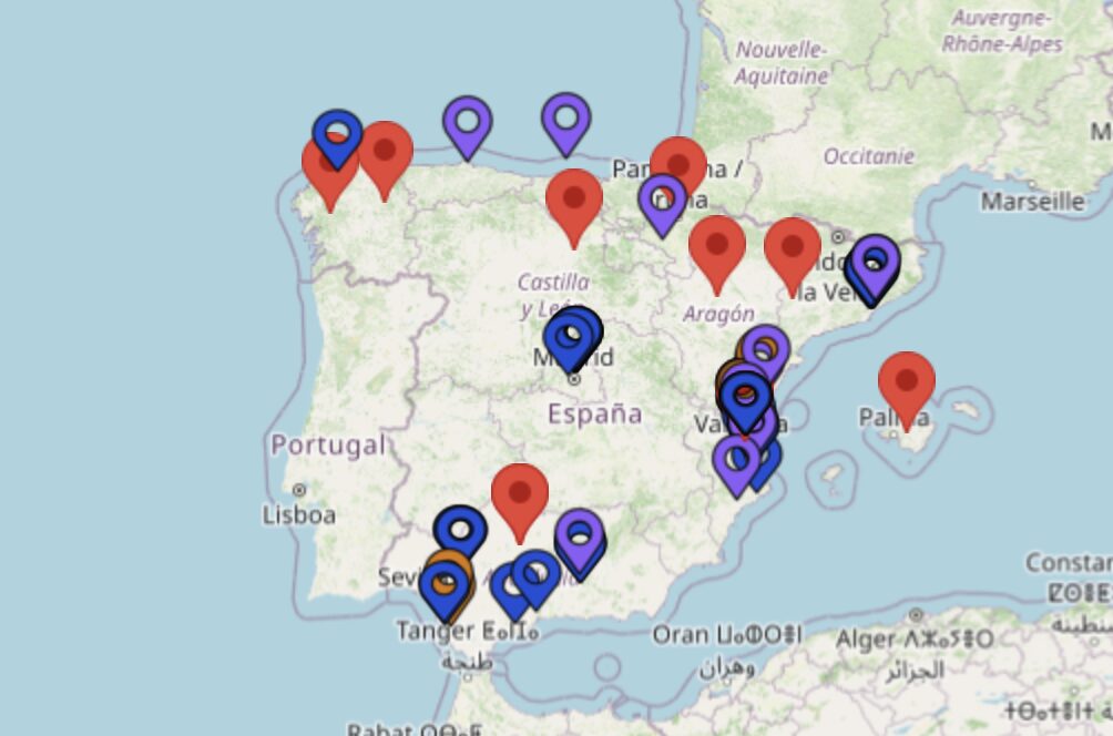 Mapa de eventos en España