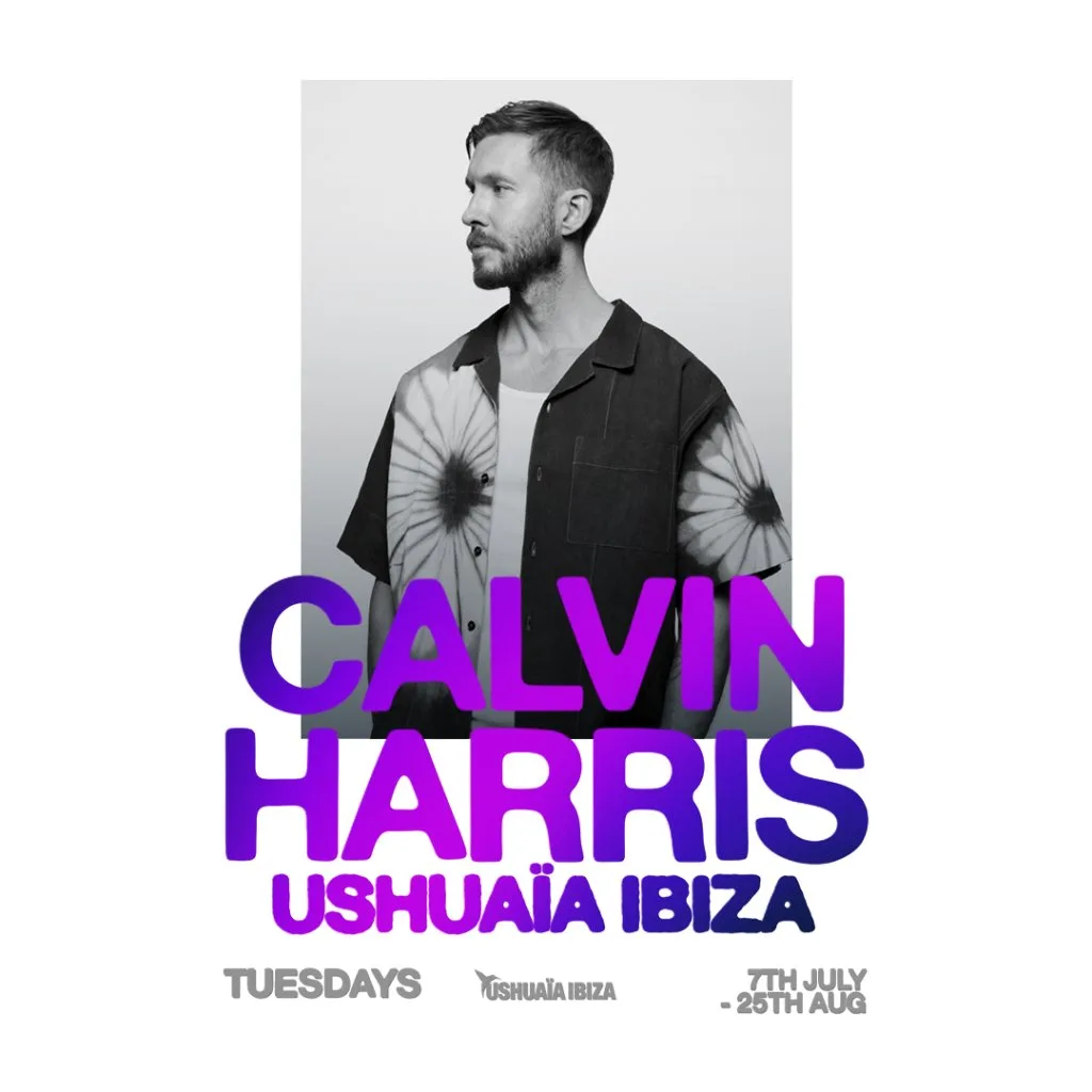 Cartel oficial de Calvin Harris en Ushuaïa Ibiza 2026