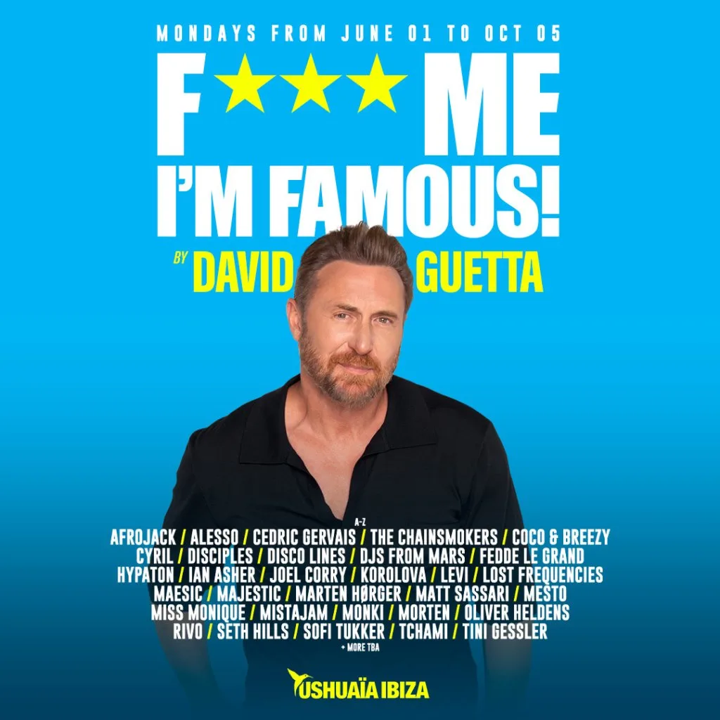 Cartel oficial de David Guetta en Ushuaïa Ibiza 2026