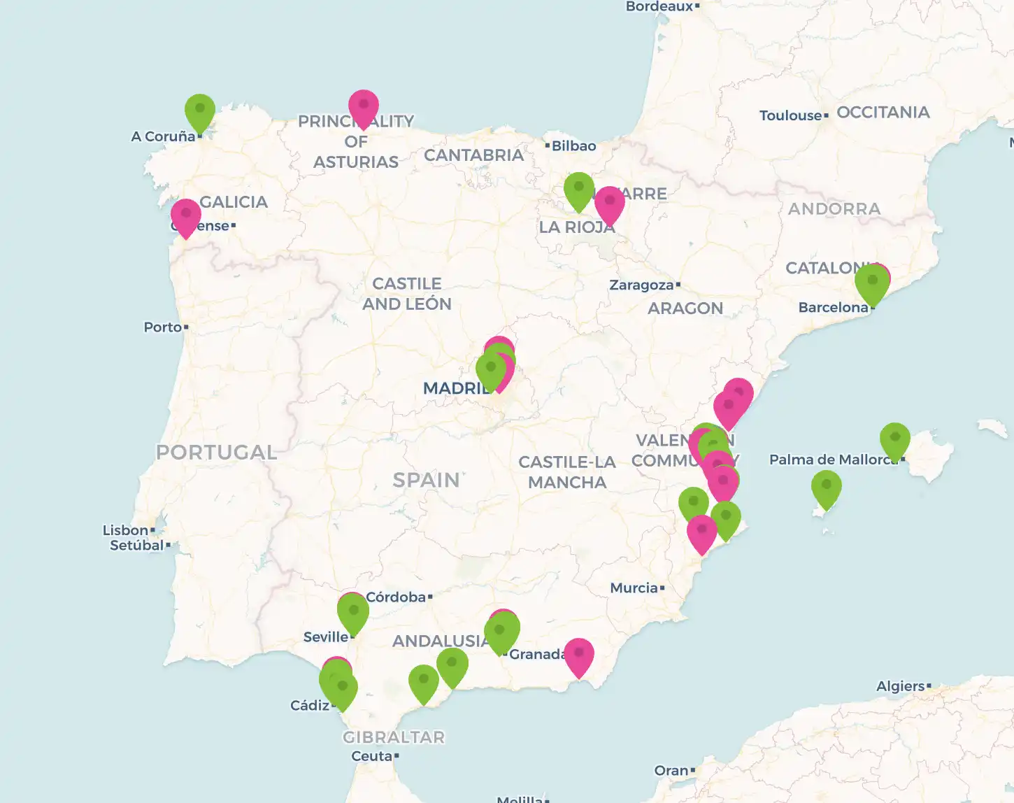 Mapa del ocio nocturno en España